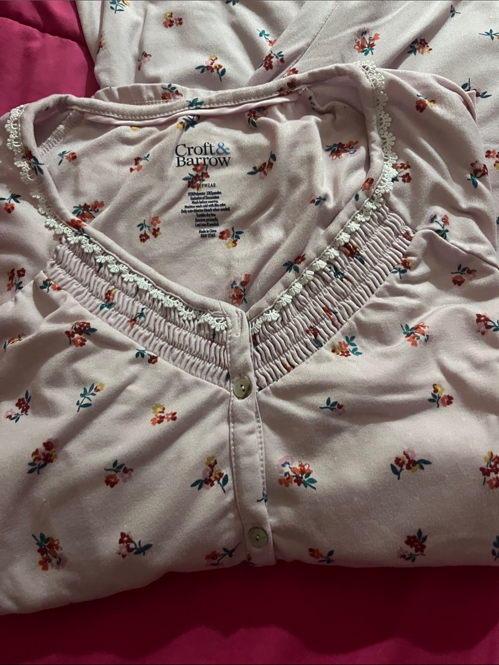 croft & barrow Light Pink Floral Button-Front Women's Top